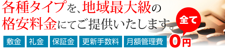 保管物・ご利用用途によって各種タイプをリーズナブルにご利用いただけます。