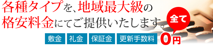 保管物・ご利用用途によって各種タイプをリーズナブルにご利用いただけます。